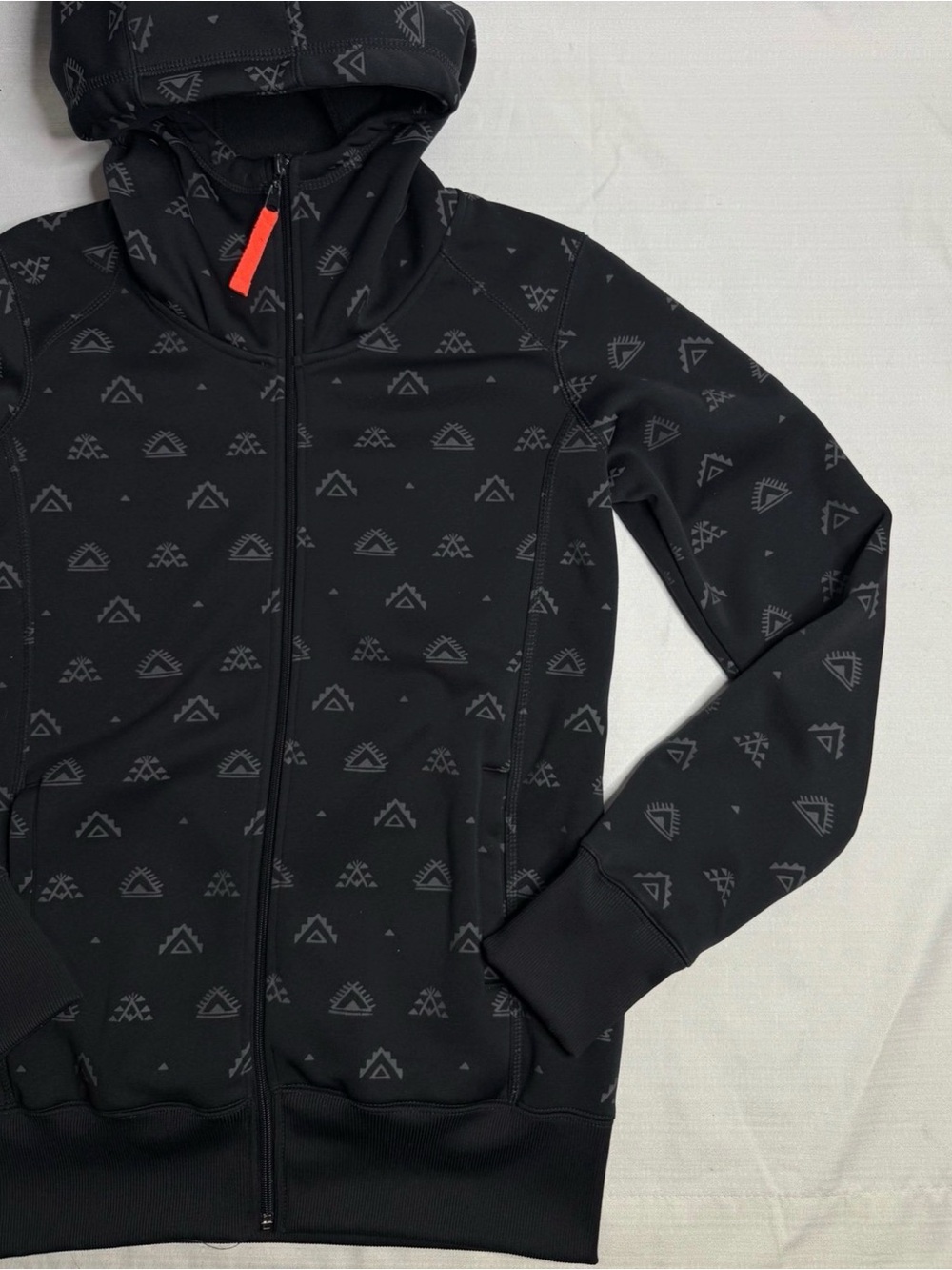 Billabong Women’s Full Zip Hoodie Jacket Black Geo Print Size Large - Picture 3 of 11